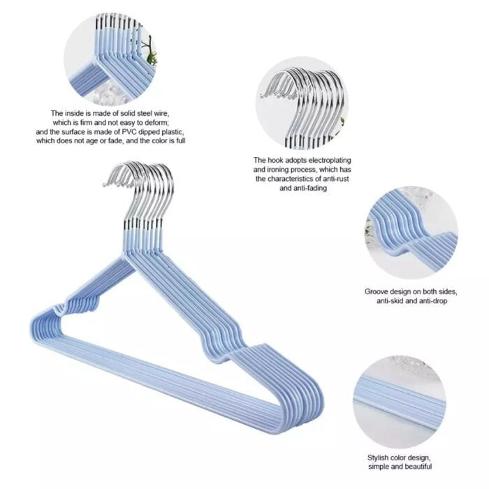 3 Piece of Colorful Rubber Stainless Steel Hangers For Clothes Pegs Antiskid Drying Clothes Rack Non Slip Hanger Outdoor Drying Rack - Image 7