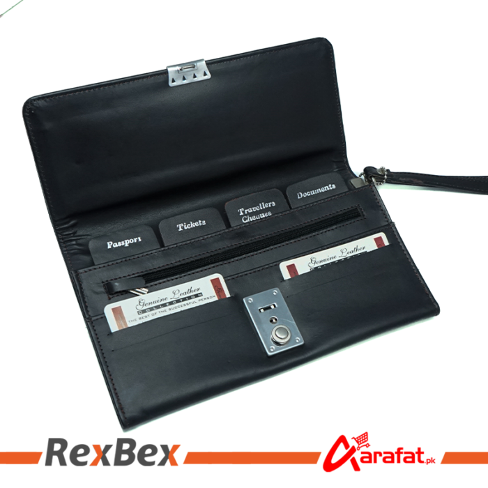 Genuine Leather Lockable Travel Wallet and Card Holder - Documents And Travelers Cheques Organizer - Image 5