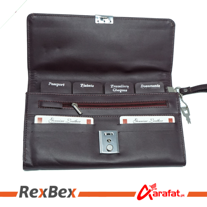 Genuine Leather Lockable Travel Wallet and Card Holder - Documents And Travelers Cheques Organizer - Image 6
