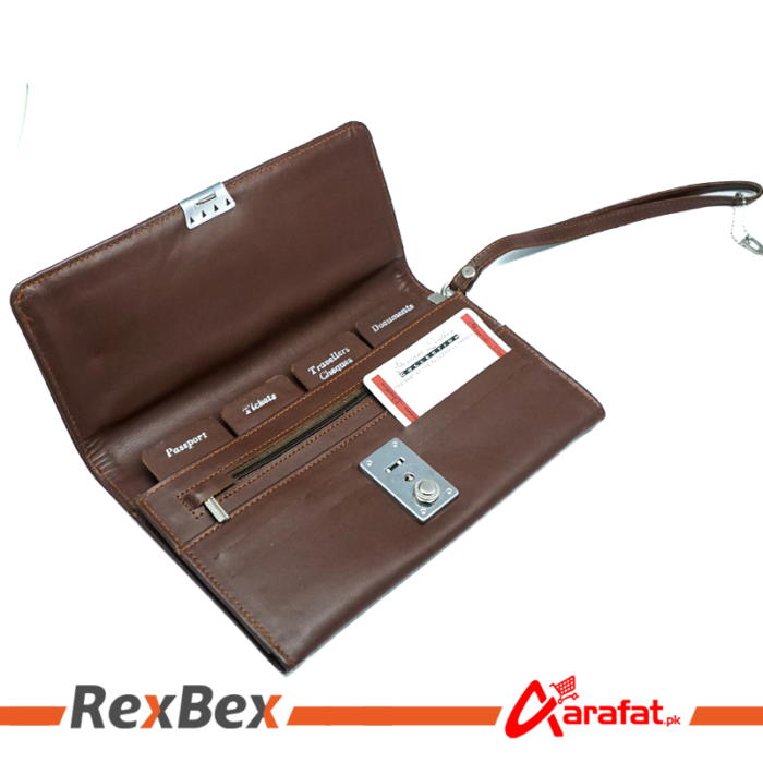 Genuine Leather Lockable Travel Wallet and Card Holder - Documents And Travelers Cheques Organizer - Image 4